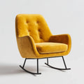 Fauteuil à bascule jaune moutarde en velours de polyester avec accoudoirs 69 x 88 x 94 cm
