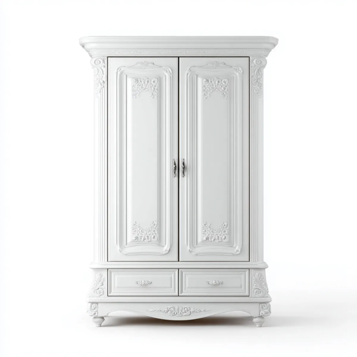 Armoire de chambre blanche à 2 portes et 2 tiroirs en MDF 120 x 60 x 200 cm rectangulaire