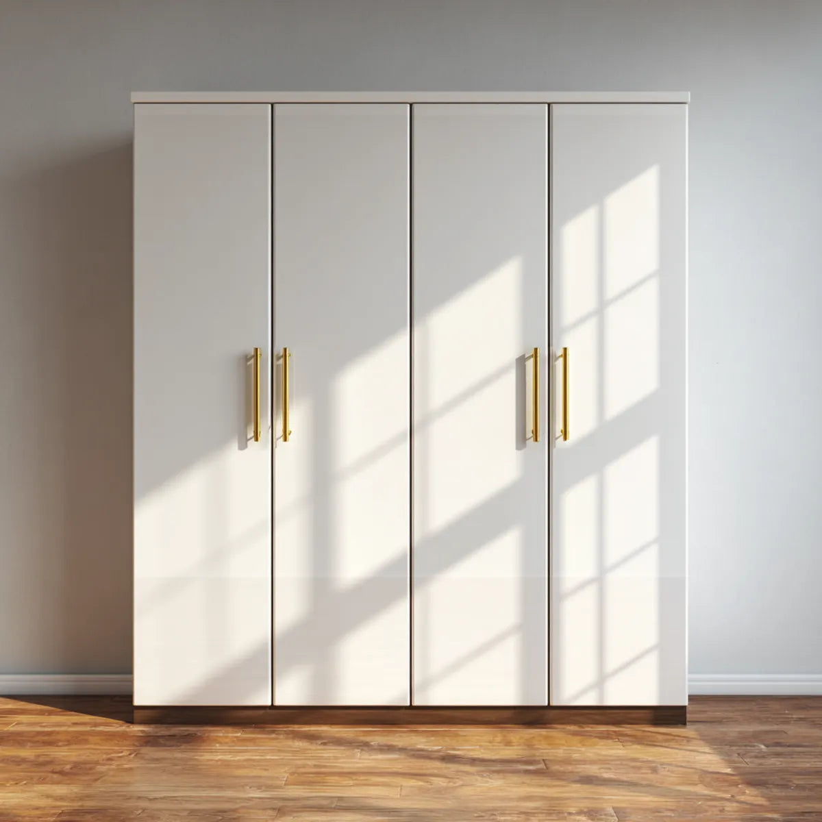 Armoire de chambre 4 portes blanche 200 x 60 x 200 cm en panneaux MDF mélaminés rectangulaire
