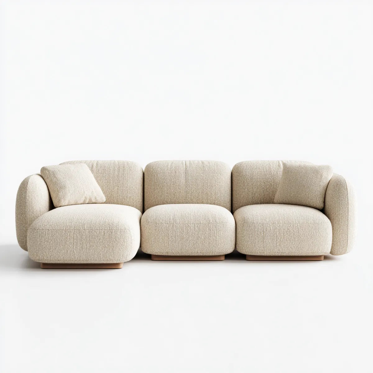 Canapé 3 places modulaire beige 260 x 95 x 75 cm en polyester forme arrondie