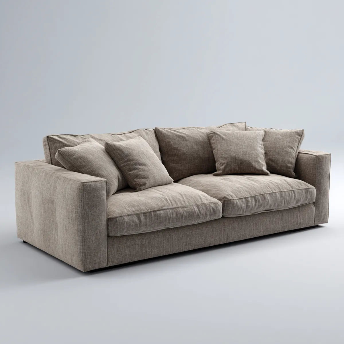 Canapé droit 3 places gris rectangulaire en polyester 230 x 100 x 85 cm
