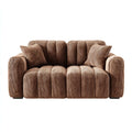 Canapé 2 places marron en velours côtelé polyester 160 x 90 x 85 cm
