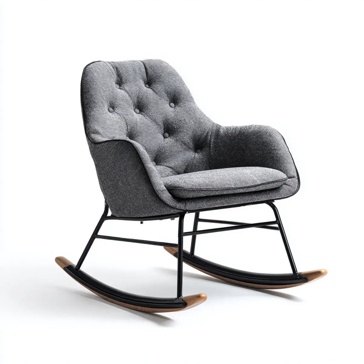Fauteuil à bascule gris en polyester et acier avec accoudoirs 70 x 100 x 95 cm