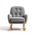 Fauteuil à bascule rembourré gris 68 x 95 x 99 cm polyester et bois massif forme enveloppante