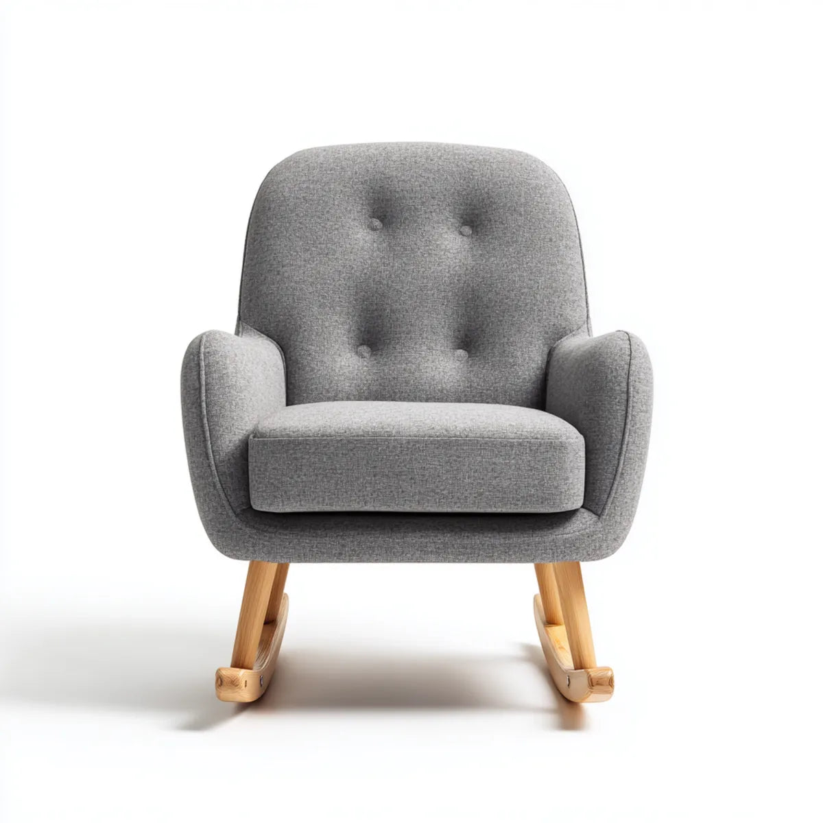 Fauteuil à bascule rembourré gris 68 x 95 x 99 cm polyester et bois massif forme enveloppante