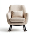 Fauteuil à bascule beige en polyester bouclette avec coussin 70 x 85 x 95 cm