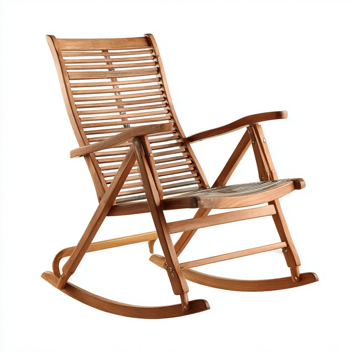 Fauteuil à bascule pliant marron en bois massif d'acacia 59 x 95 x 110 cm
