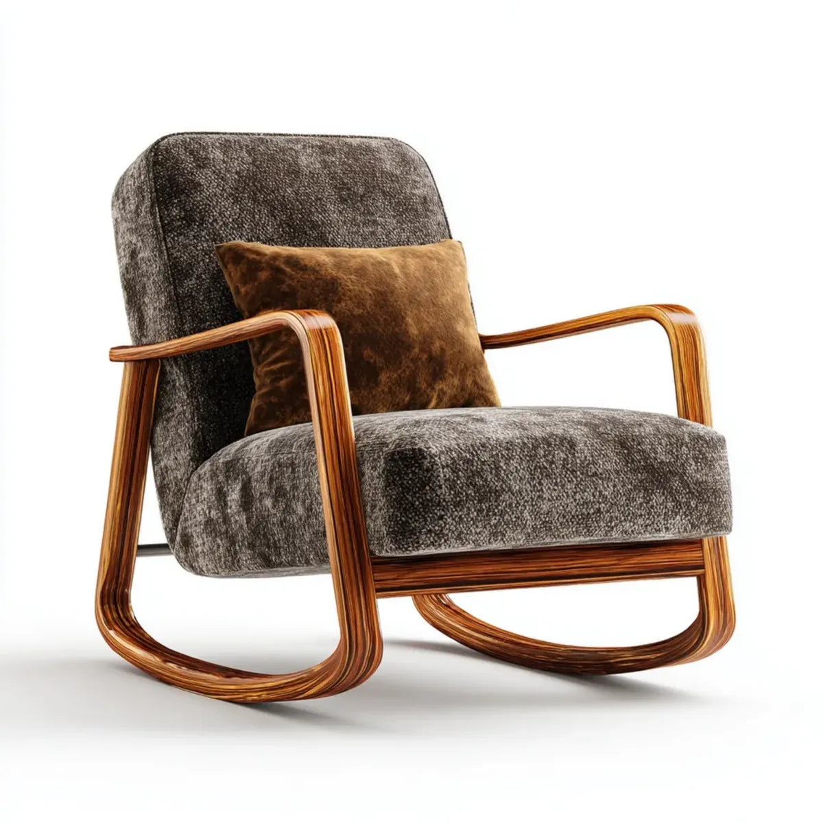 Fauteuil à bascule gris 70 x 95 x 98 cm en contreplaqué multiplis et polyester forme arrondie