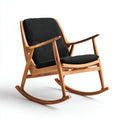 Fauteuil à bascule noir en bois massif d’acacia et polyester 68 x 90 x 96 cm
