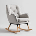 Fauteuil à bascule gris clair en polyester bouclé avec structure en contreplaqué 68 x 90 x 98 cm