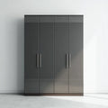 Armoire de chambre 4 portes gris anthracite brillant 180 x 52 x 200 cm en panneaux de particules mélaminés rectangulaire