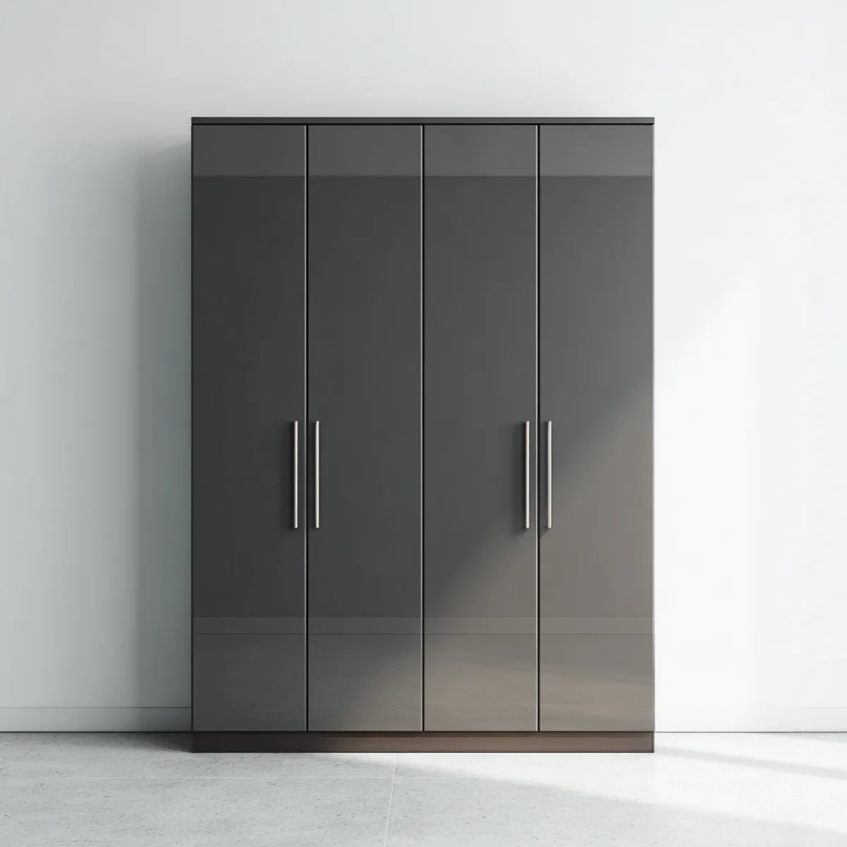 Armoire de chambre 4 portes gris anthracite brillant 180 x 52 x 200 cm en panneaux de particules mélaminés rectangulaire