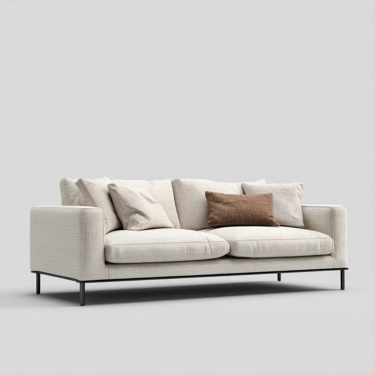 Canapé 3 places beige 220 x 95 x 85 cm revêtement polyester forme droite